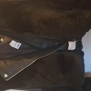 AKIRA FAUX FUR PANEL MOTO JACKET